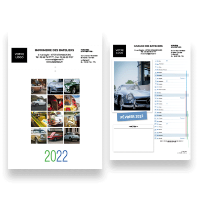 Calendriers Automobiles personnalisables 2022
