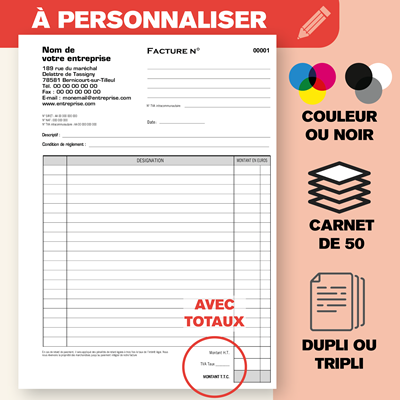 Carnet de factures Recto Verso