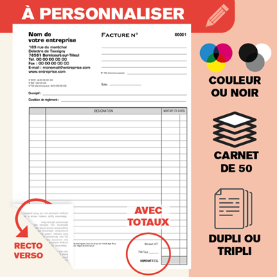 Carnet de factures Recto Verso