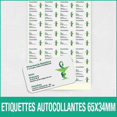 Etiquettes autocollantes Pharmacie 65x34mm