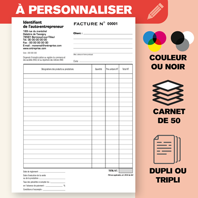 Carnet de factures Recto Verso
