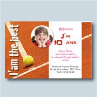 Carte d'anniversaire fille (modèle tennis)