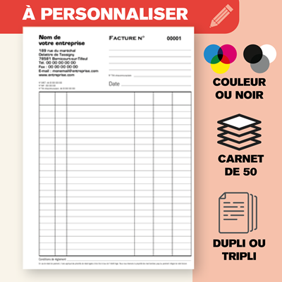 Carnet de factures Recto Verso