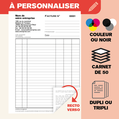 Carnet de factures Recto Verso