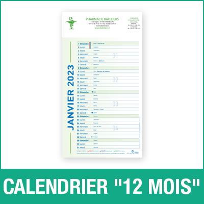 Calendrier Pharmacie 2023 "12 mois"