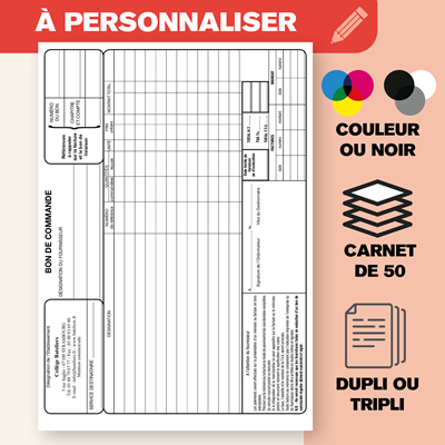 Carnet bon de commande scolaire