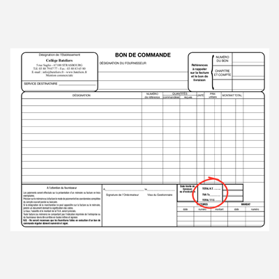 Carnet bon de commande scolaire