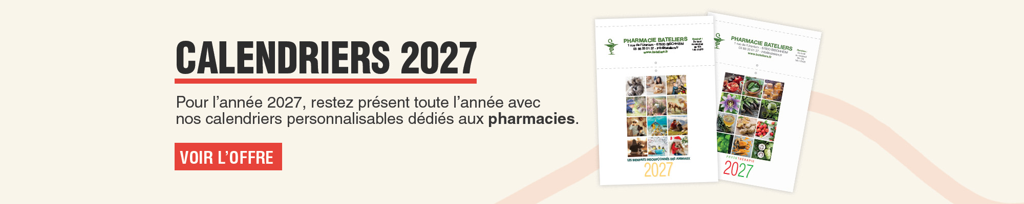 Offre spéciale calendriers pharmacie 2027